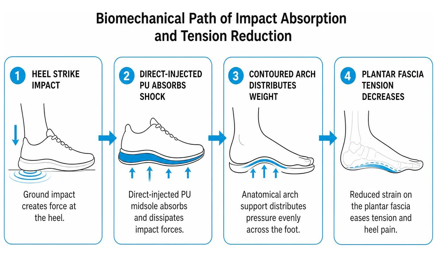 Biomechanical path of impact absorption and tension reduction in ECCO footwear Biomechanical path of impact absorption and tension reduction in ECCO footwear