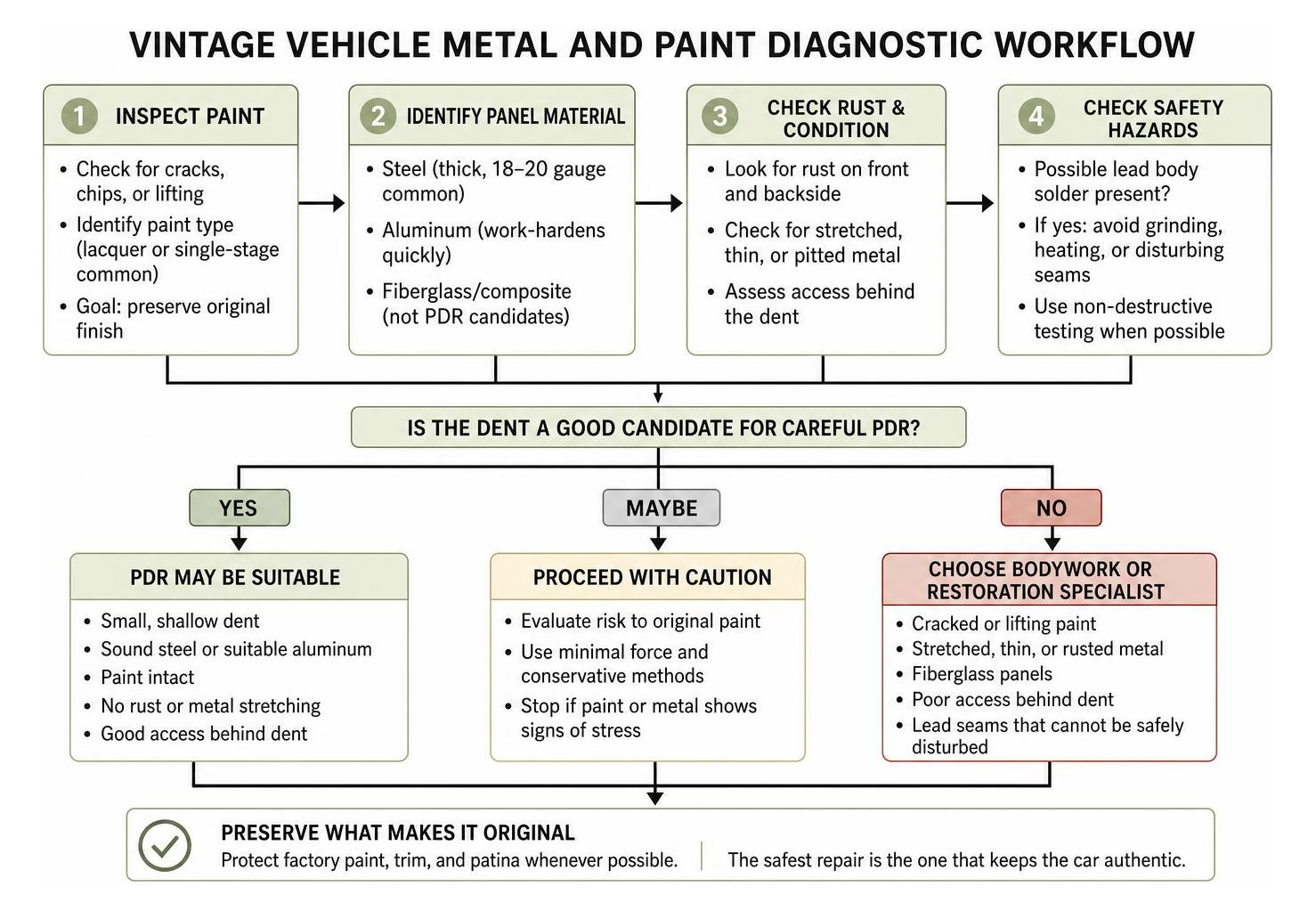 Vintage vehicle metal and paint diagnostic workflow Vintage Vehicle Metal And Paint Diagnostic Workflow