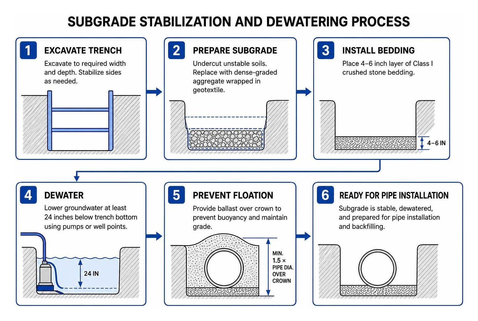 Subgrade stabilization and dewatering process Subgrade stabilization and dewatering process
