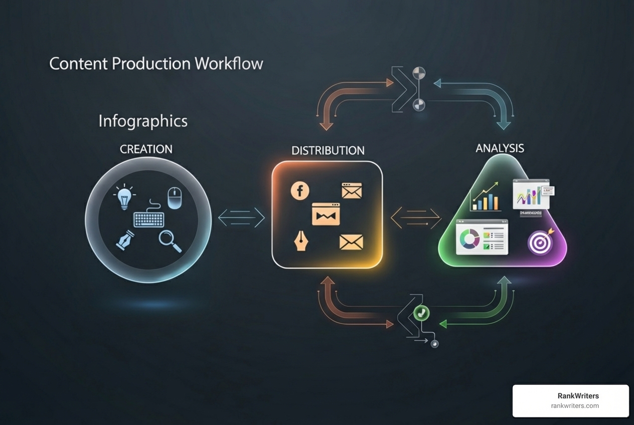 Content production workflow from creation to distribution and analysis - Omni-channel content strategy