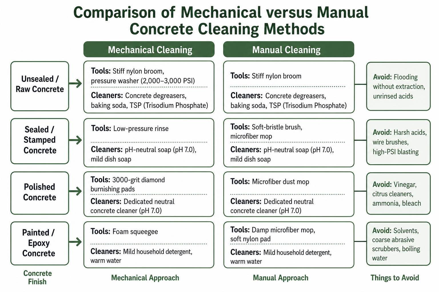 Comparison of mechanical versus manual concrete cleaning methods Comparison of mechanical versus manual concrete cleaning methods