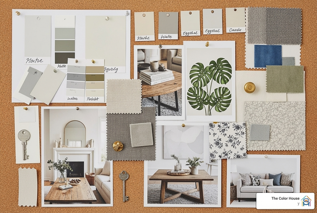 mood board with paint samples - living room color samples mood board with paint samples - living room color samples