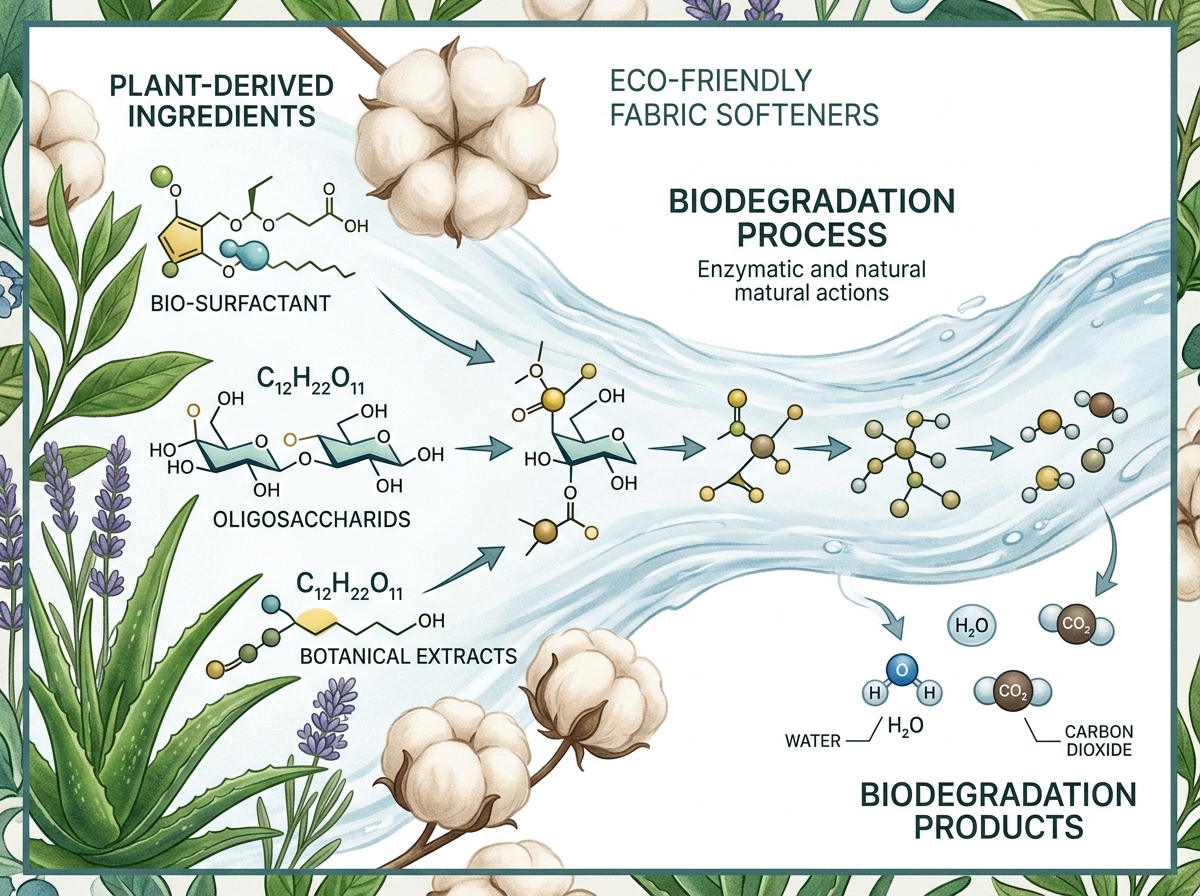 Plant-based molecular structures used in eco-friendly fabric softeners - biodegradable laundry fabric softener Plant-based molecular structures used in eco-friendly fabric softeners - biodegradable laundry fabric softener