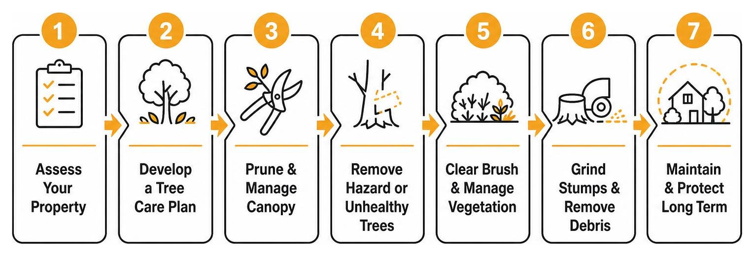 Step-by-step process of comprehensive residential tree management