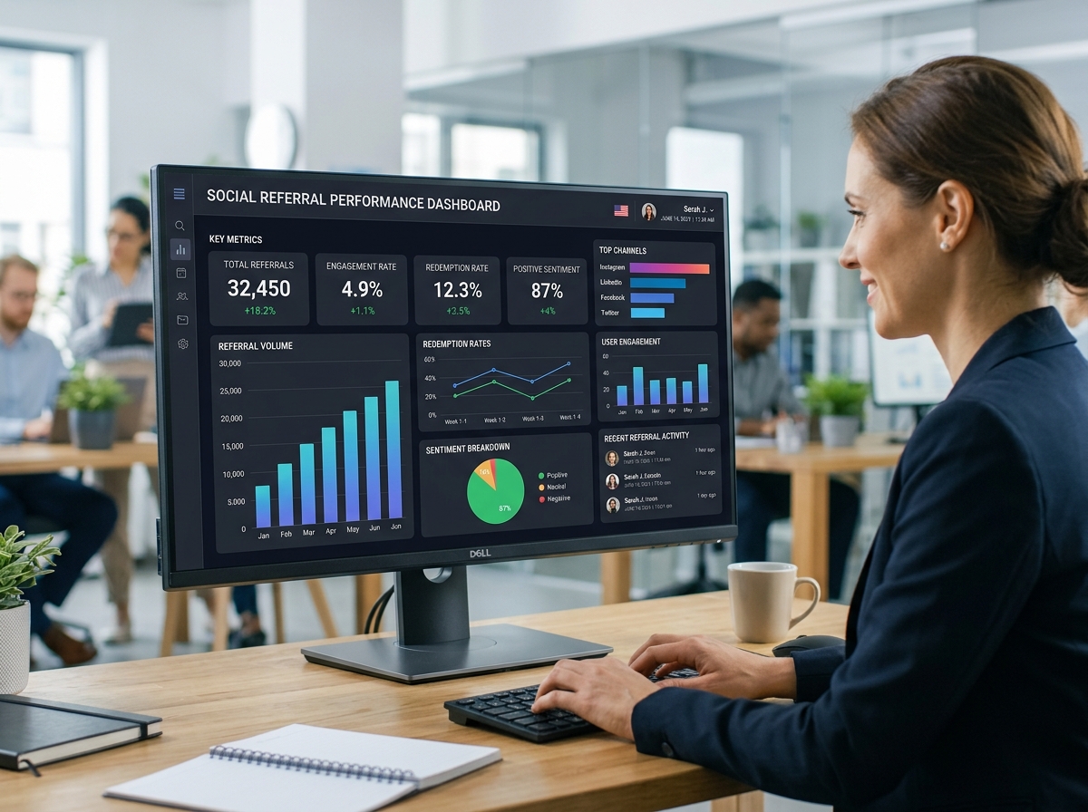 Social Referral Analytics Dashboard - loyalty program social tactics Social Referral Analytics Dashboard - loyalty program social tactics