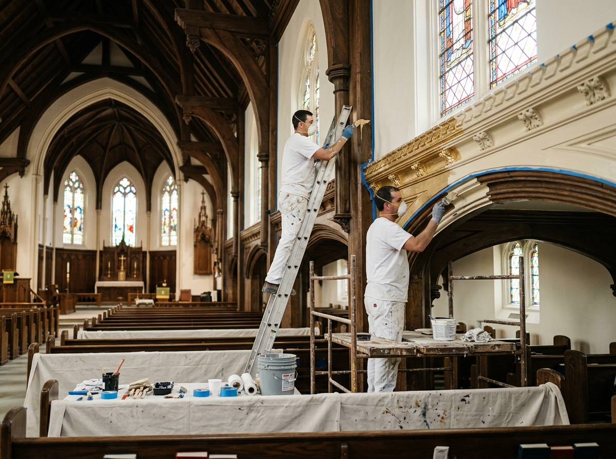 interior church sanctuary painting - church painting contractors Indianapolis