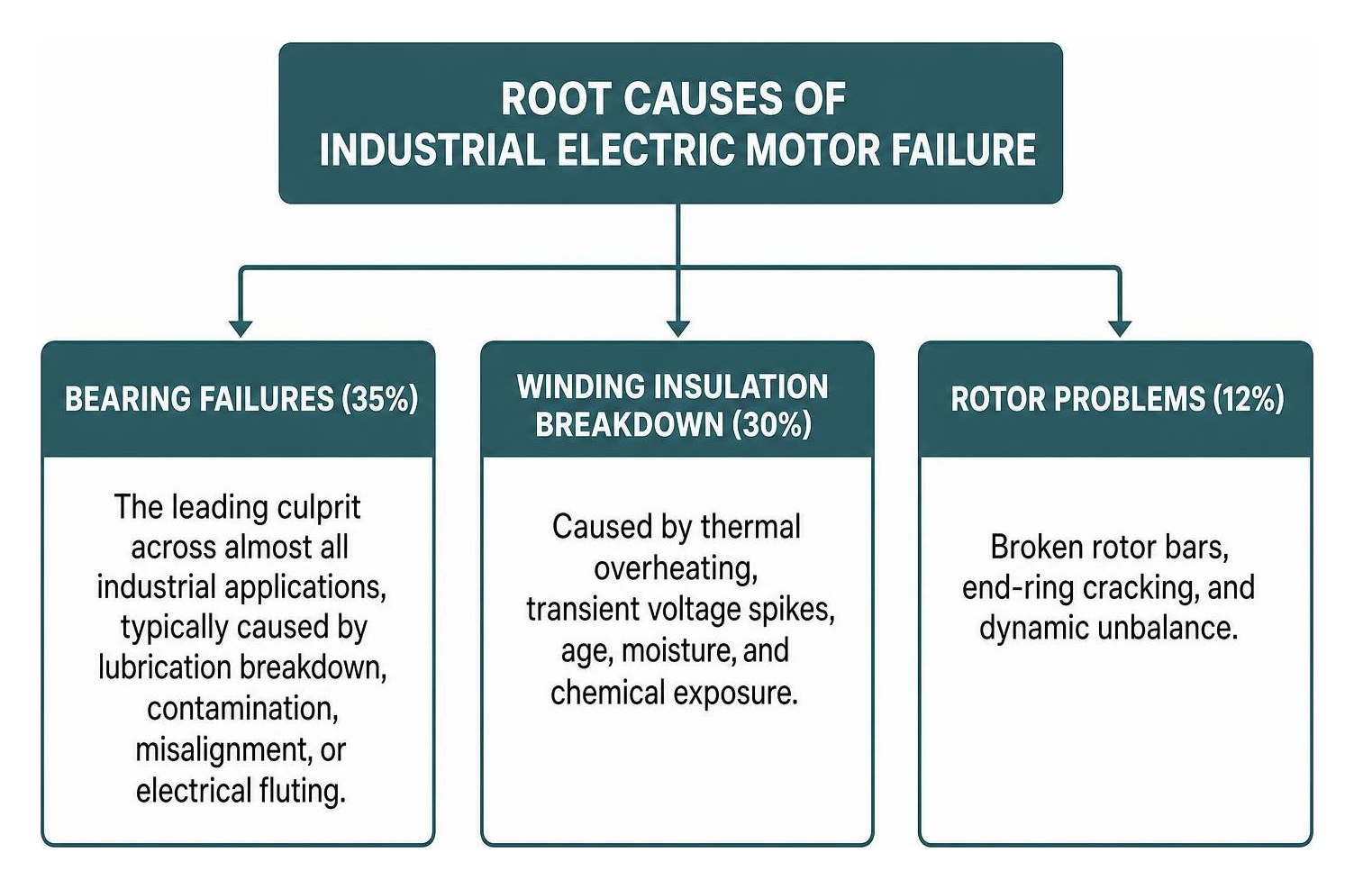 Root causes of industrial electric motor failure
