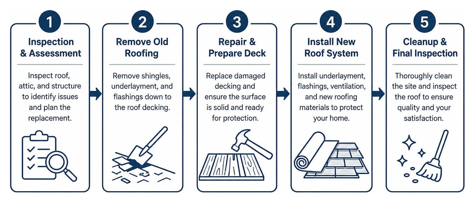 Step-by-step roof replacement process