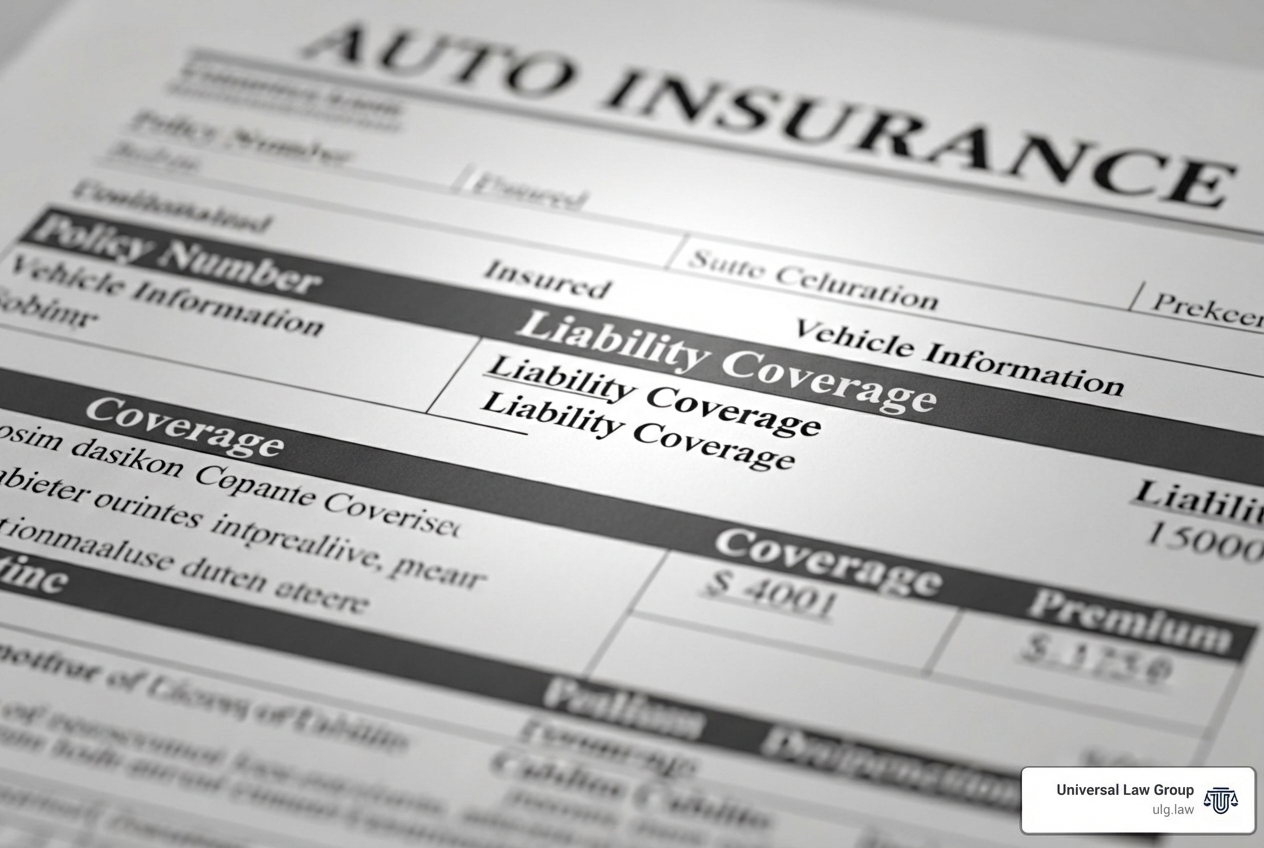 auto insurance declaration page with the liability coverage section highlighted - third party liability auto insurance declaration page with the liability coverage section highlighted - third party liability