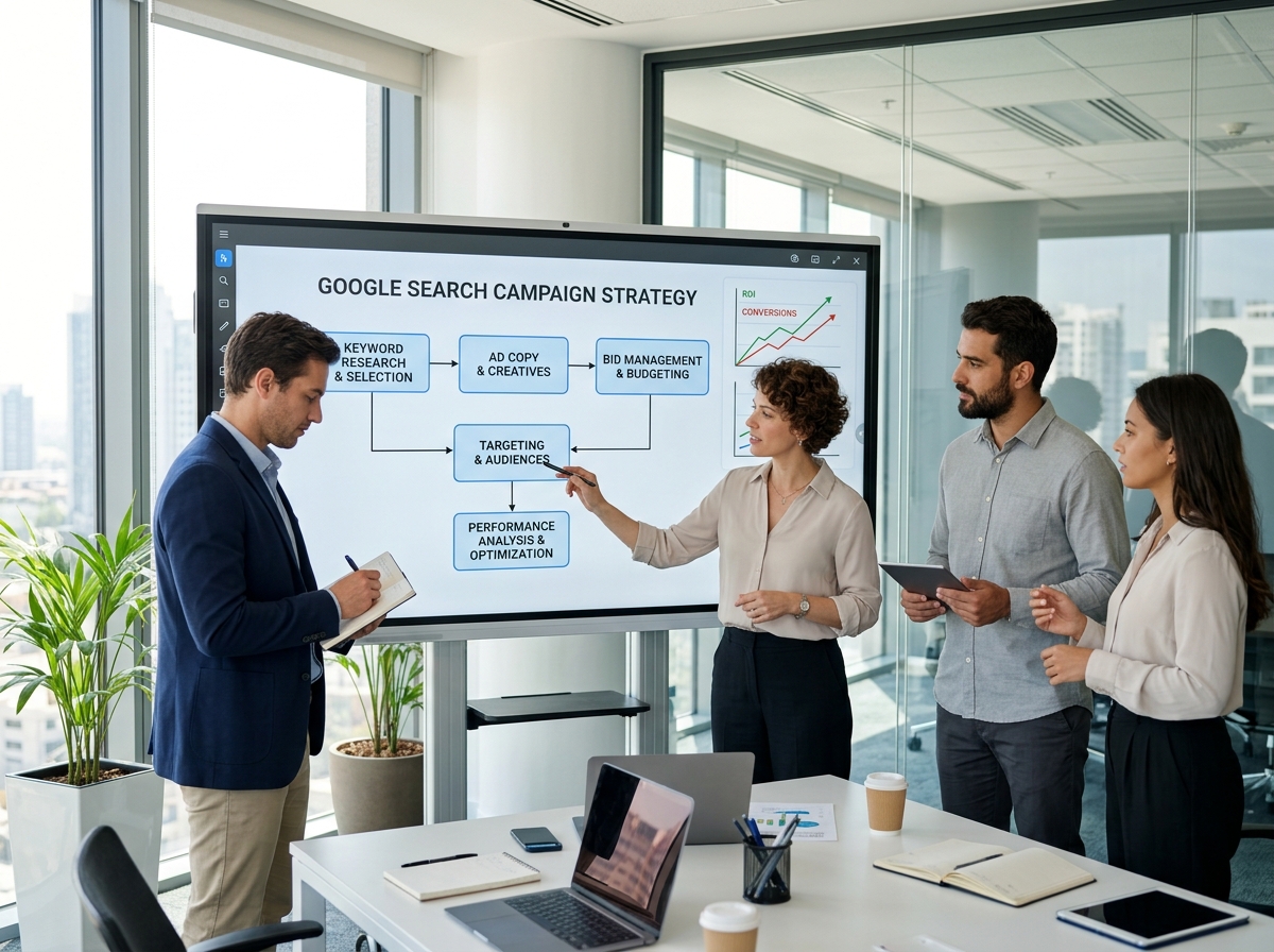 Responsive Search Ad (RSA) preview showing multiple headlines and descriptions rotating in the search results - google