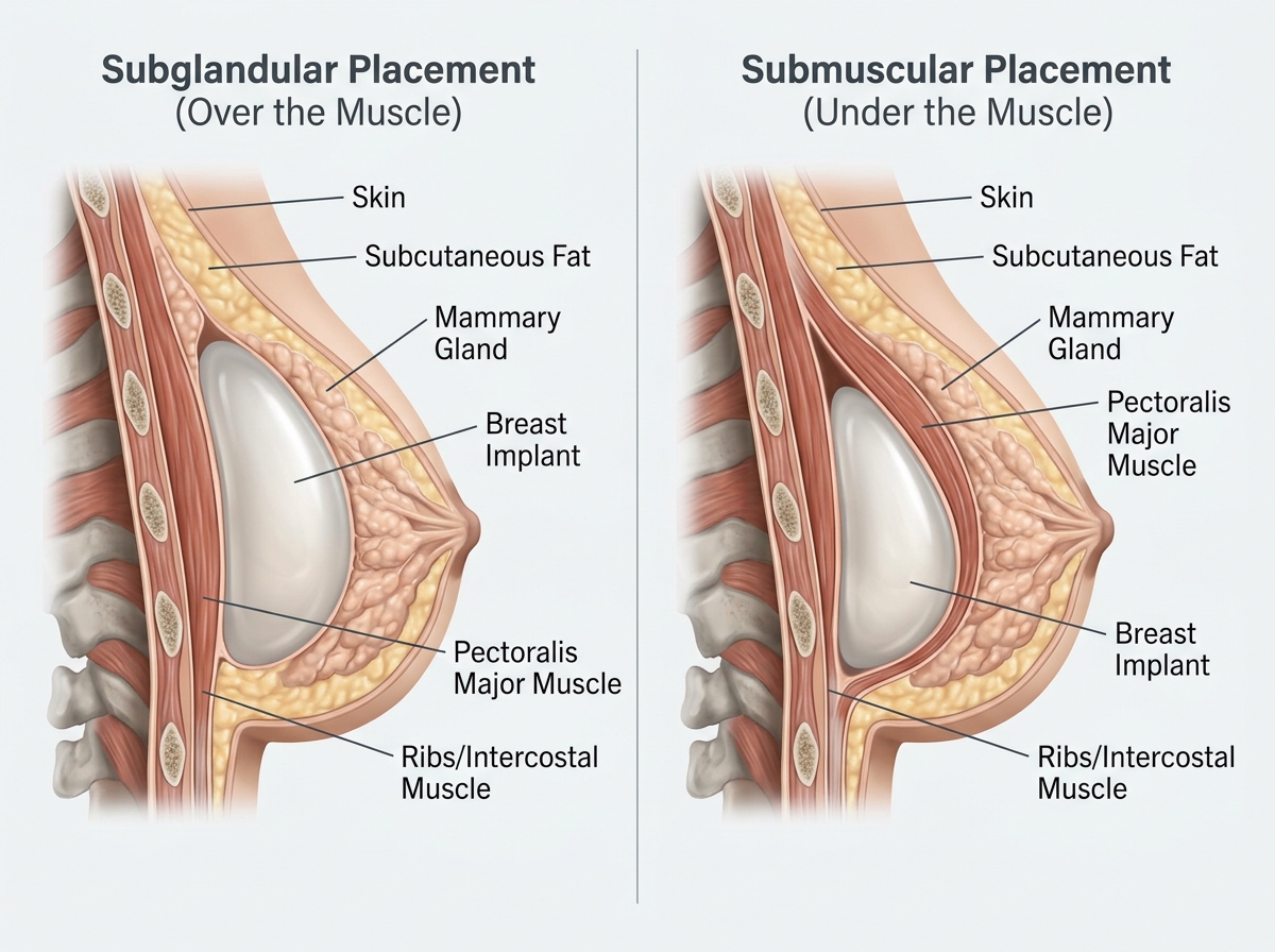 Breast implant placement diagrams for surgery in Newport Beach - what do gummy bear breast implants feel like