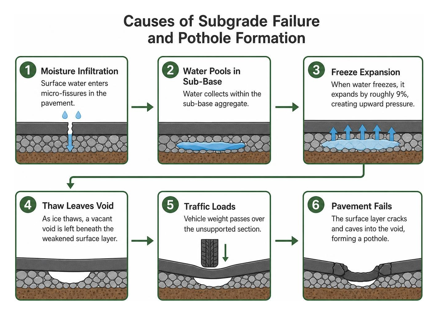 Causes of subgrade failure and pothole formation Causes of subgrade failure and pothole formation