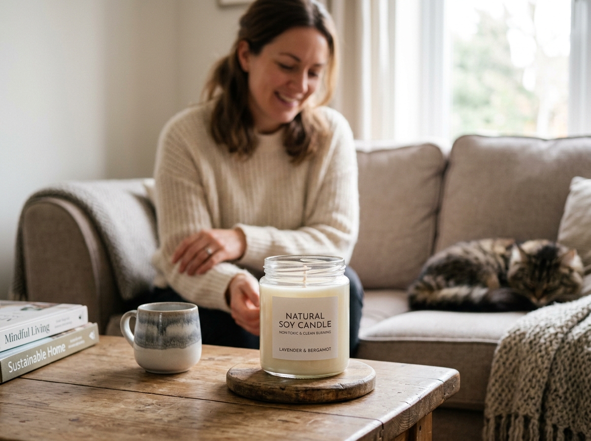 Person trimming a candle wick to 1/4 inch with a metal trimmer - non toxic soy candles Person trimming a candle wick to 1/4 inch with a metal trimmer - non toxic soy candles