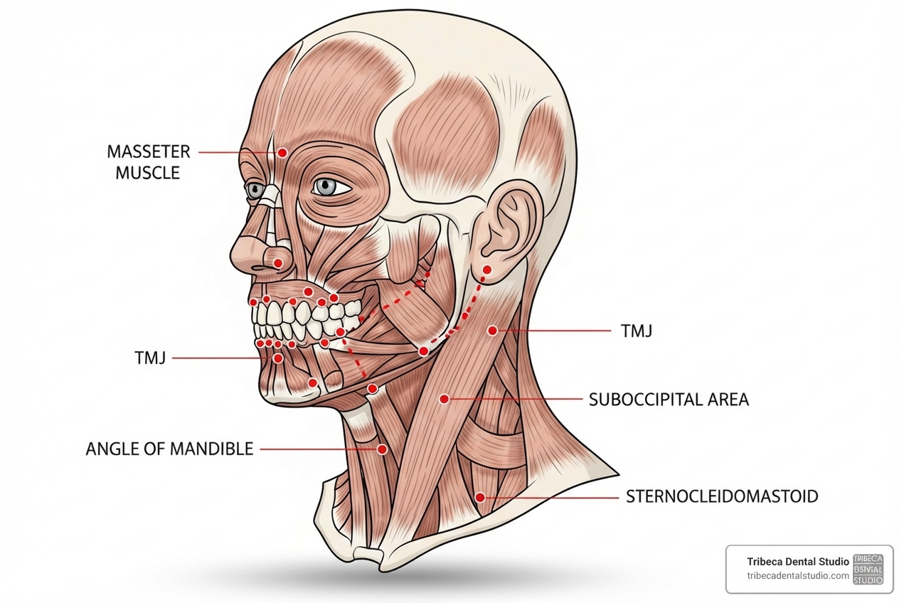 diagram showing jaw massage points - how to cure bruxism naturally diagram showing jaw massage points - how to cure bruxism naturally