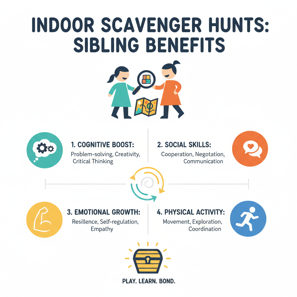 Developmental benefits of indoor scavenger hunts for siblings infographic - indoor hunt for siblings infographic 
