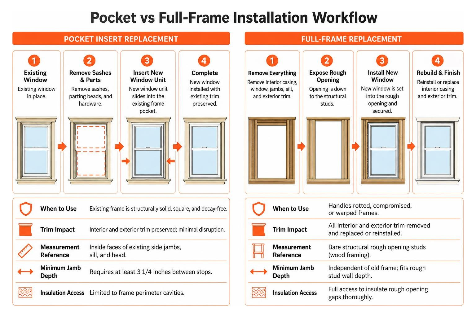 pocket vs full frame installation workflow pocket vs full frame installation workflow