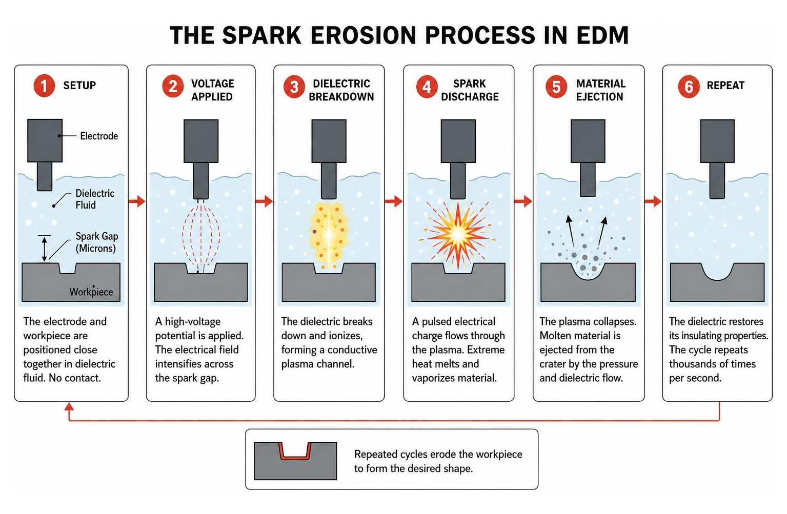 Diagram of the Spark Erosion Process in EDM Diagram of the Spark Erosion Process in EDM