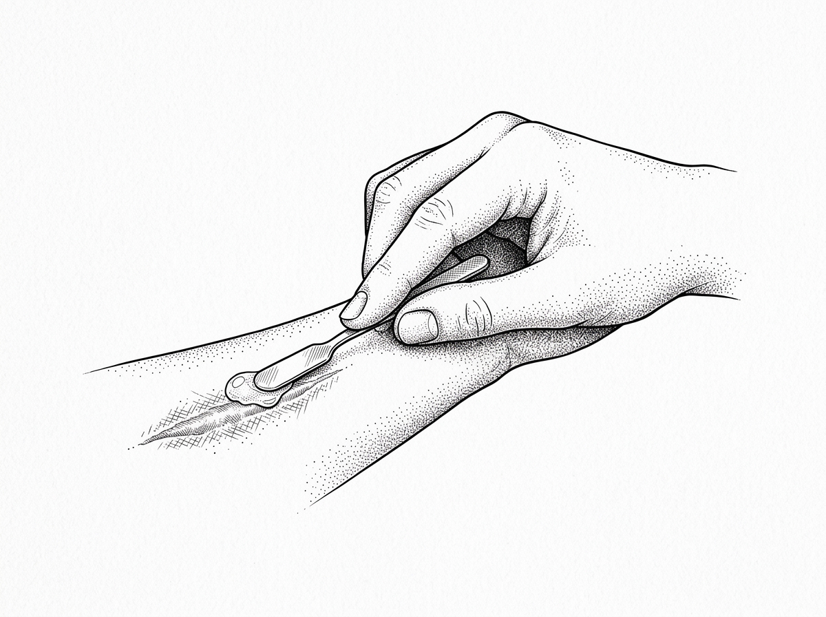 Applying silicone gel to a linear scar - hypertrophic scar silicone gel