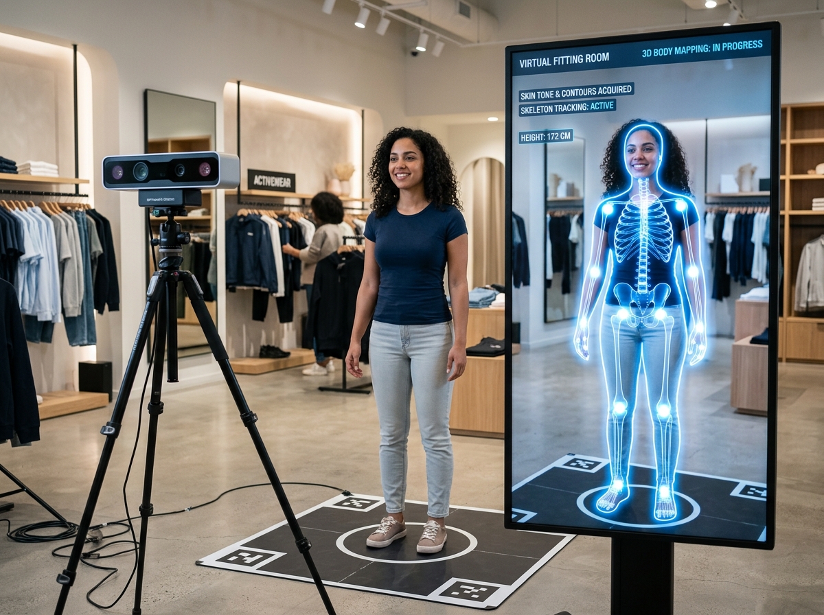 3D body mapping and skeletal tracking technology - augmented reality platforms for virtual fitting rooms