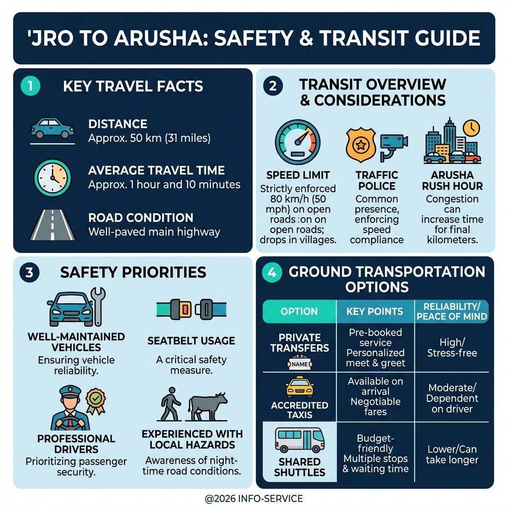 JRO to Arusha safety and transit statistics - jro to arusha infographic 