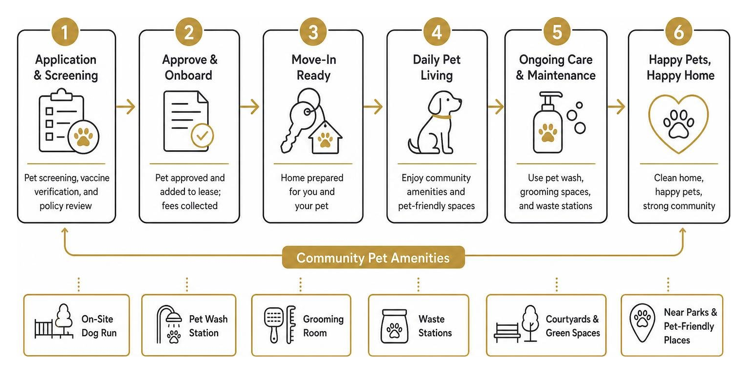 Apartment amenity workflow diagram for pet care