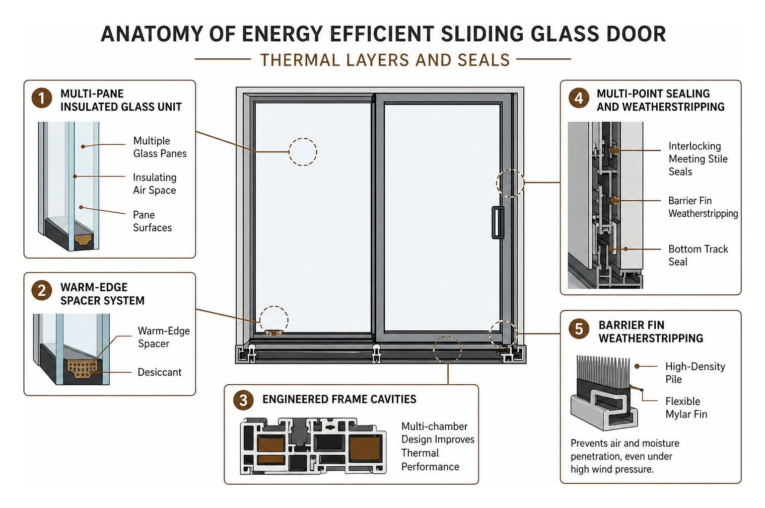 Anatomy of energy efficient sliding glass door thermal layers and seals