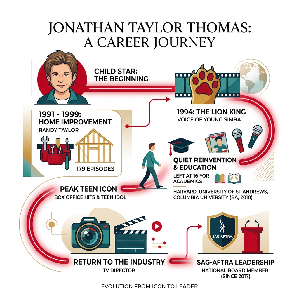 Jonathan Taylor Thomas career timeline infographic from child star to director and SAG-AFTRA board member - jonathan taylor Jonathan Taylor Thomas career timeline infographic from child star to director and SAG-AFTRA board member - jonathan taylor