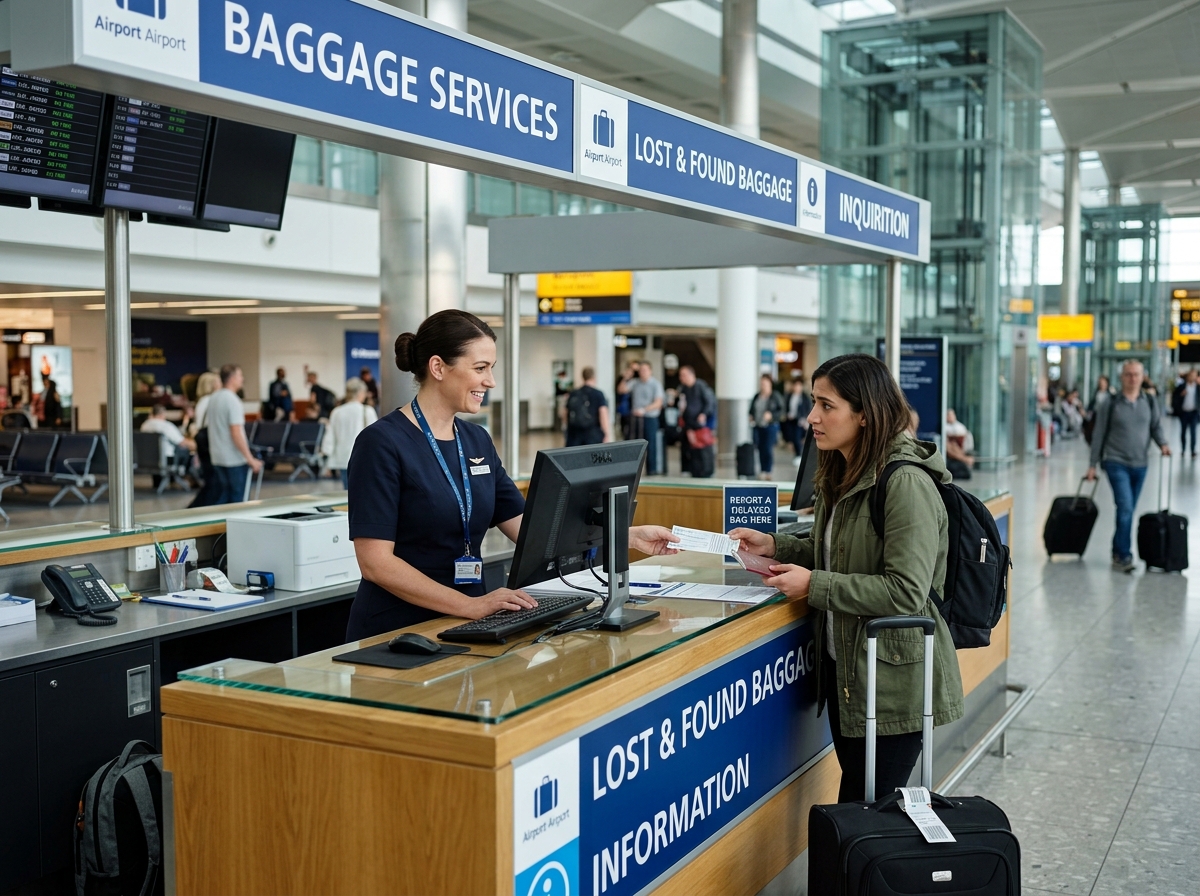 baggage services desk at an Australian airport - lost bag claim australia