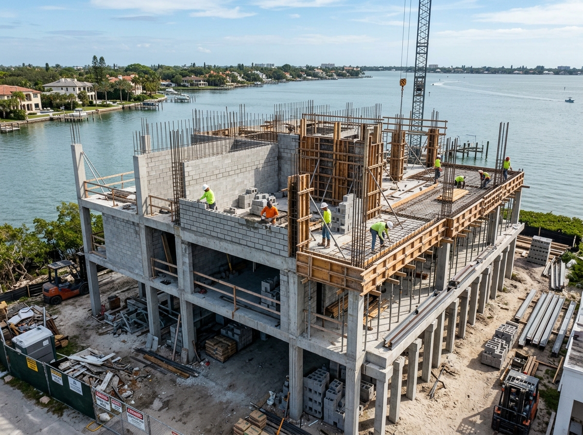 reinforced concrete shell construction site - home building and upgrades