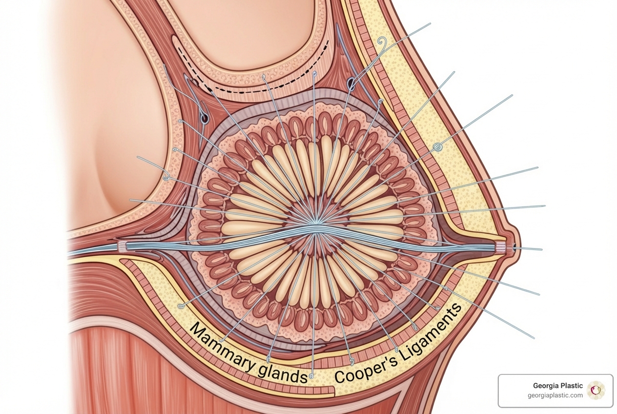 diagram showing how PDO threads are inserted to create a supportive mesh - non surgical breast lift cost