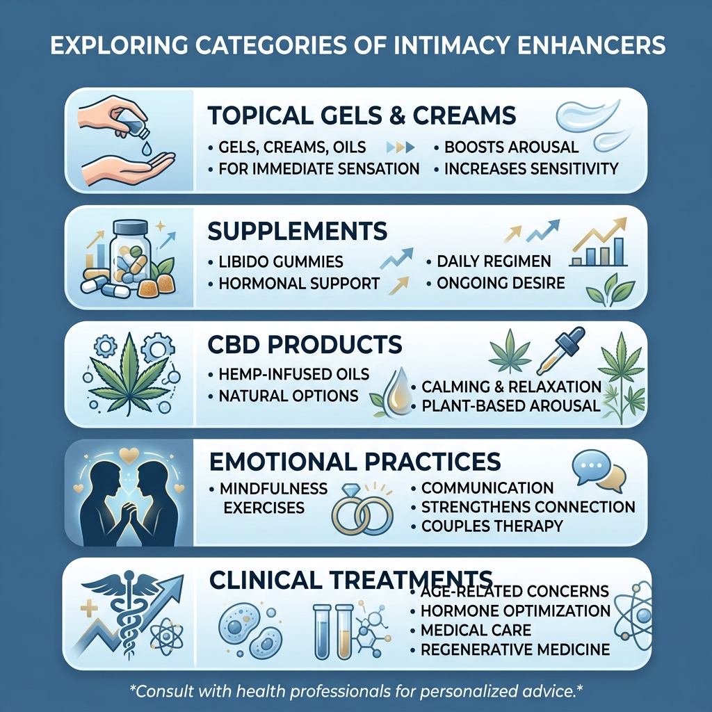Categories of intimacy enhancers: topical, supplements, CBD, emotional practices, clinical treatments - intimacy enhancers Categories of intimacy enhancers: topical, supplements, CBD, emotional practices, clinical treatments - intimacy enhancers