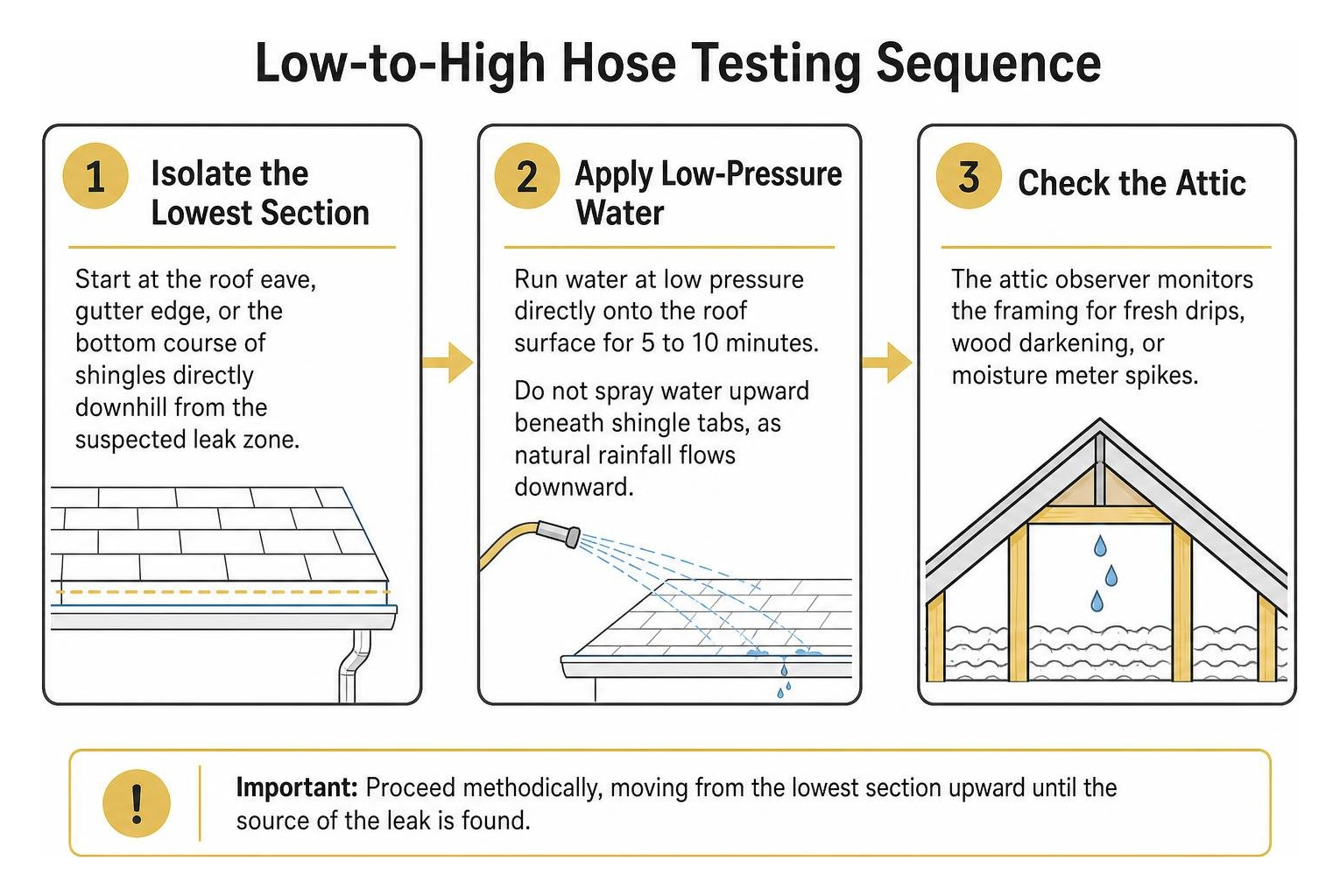 Low-to-high hose testing sequence