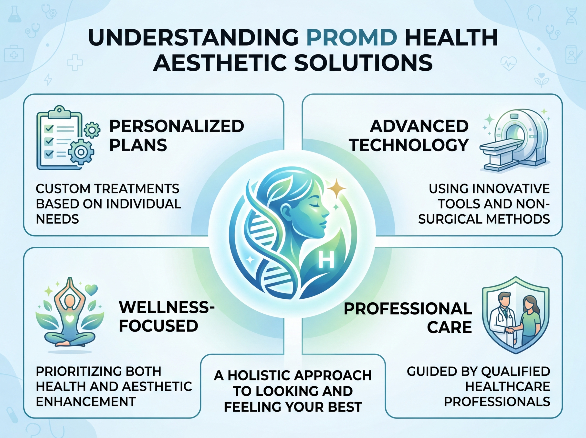 Person looking at a simulated "before and after" on a tablet - what is promd health aesthetic solution