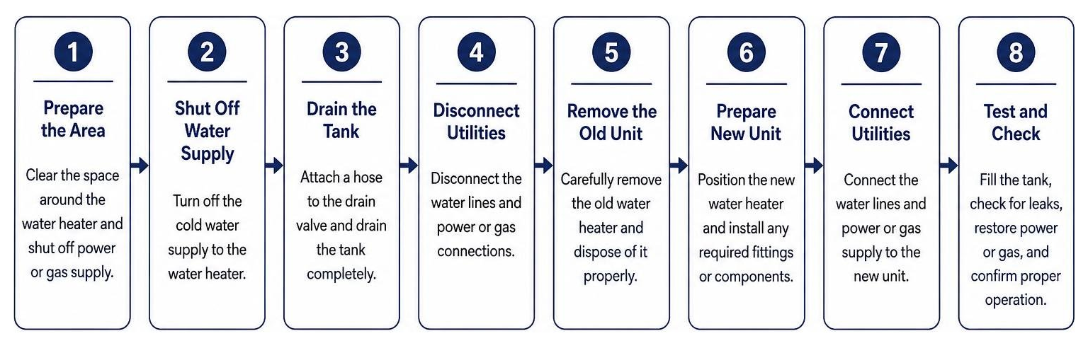 process diagram for water heater replacement steps process diagram for water heater replacement steps