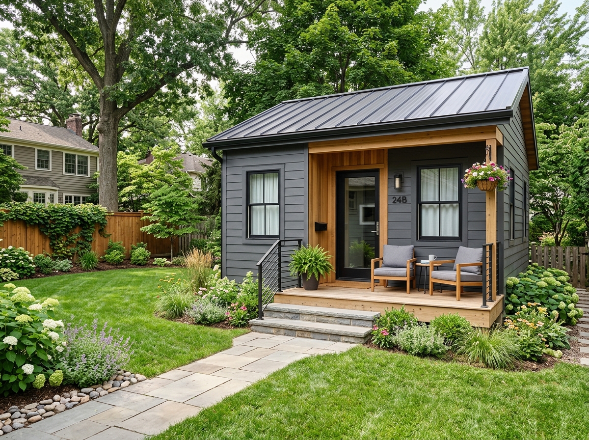 detached backyard cottage with modern siding and private porch - pictures of in law additions detached backyard cottage with modern siding and private porch - pictures of in law additions