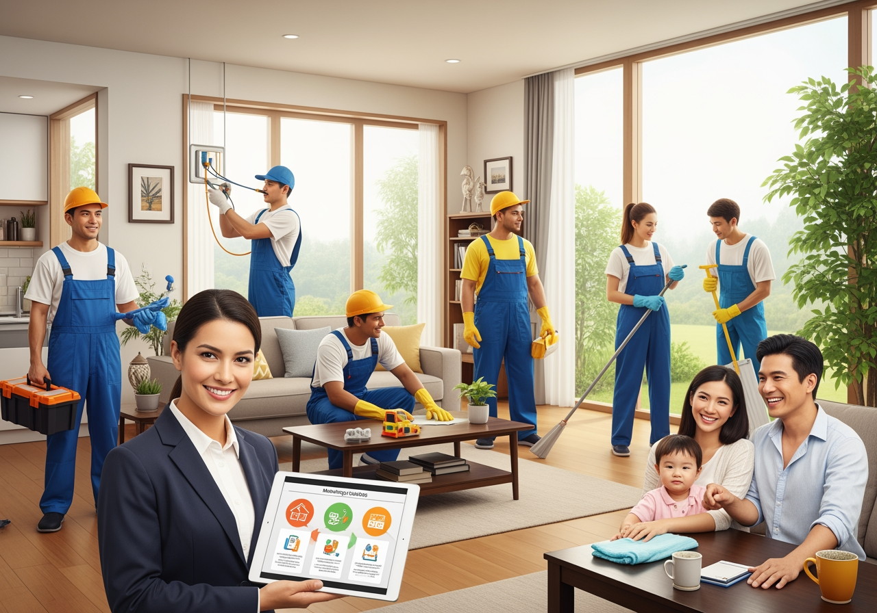 Well-designed, mobile-responsive home service website on phone and desktop - Home service business marketing