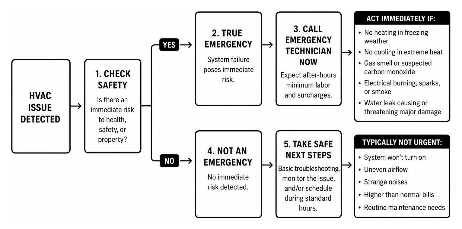 Diagram of the emergency HVAC triage process