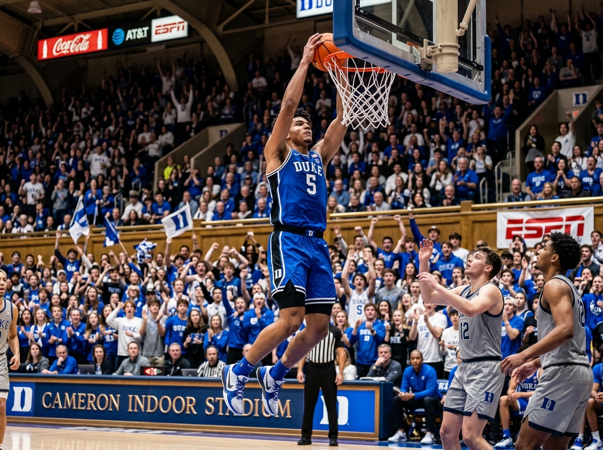 Cameron Boozer dunking during a high-stakes non-conference game - duke basketball schedule