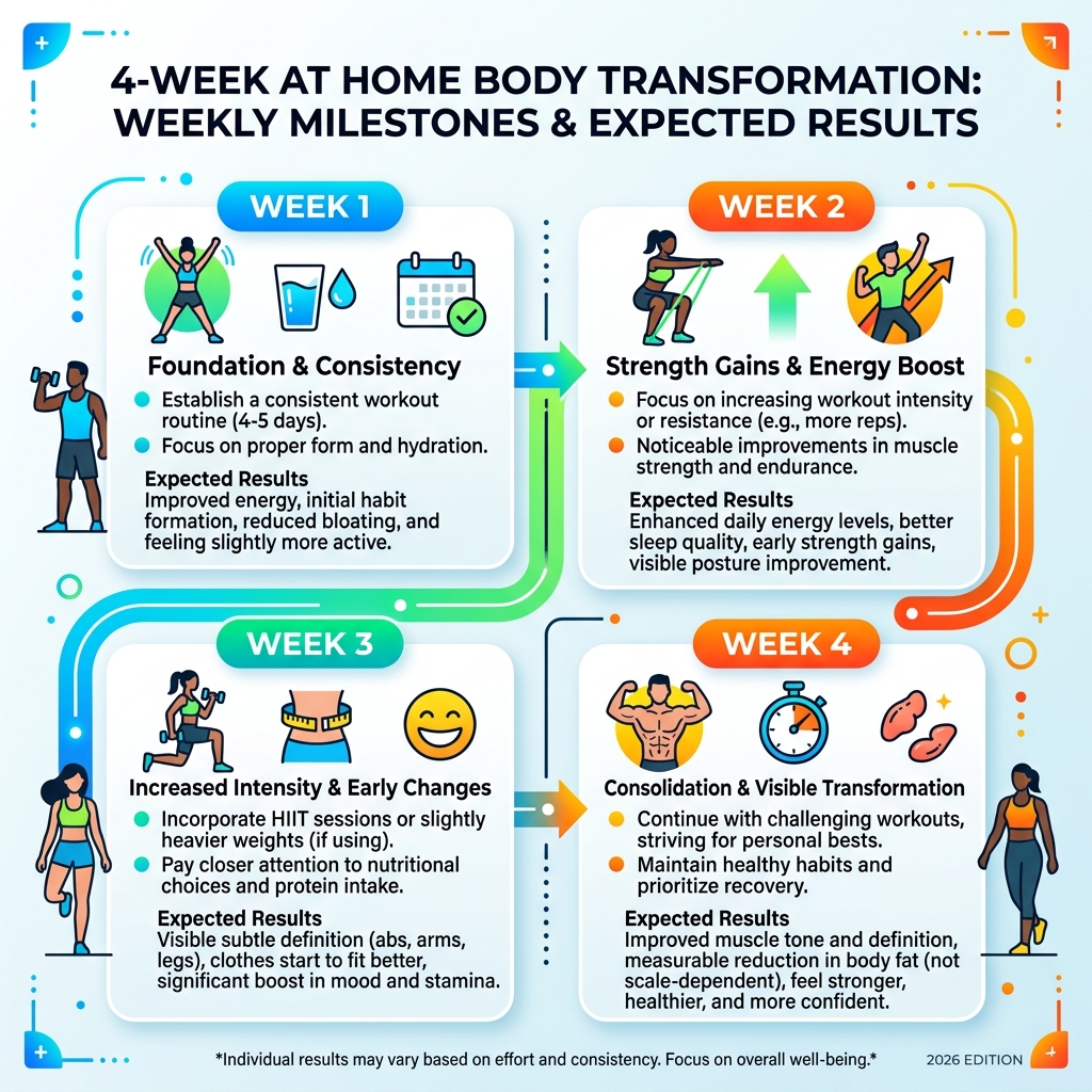 4-week at home body transformation timeline with weekly milestones and expected results - at home body transformation 4-week at home body transformation timeline with weekly milestones and expected results - at home body transformation