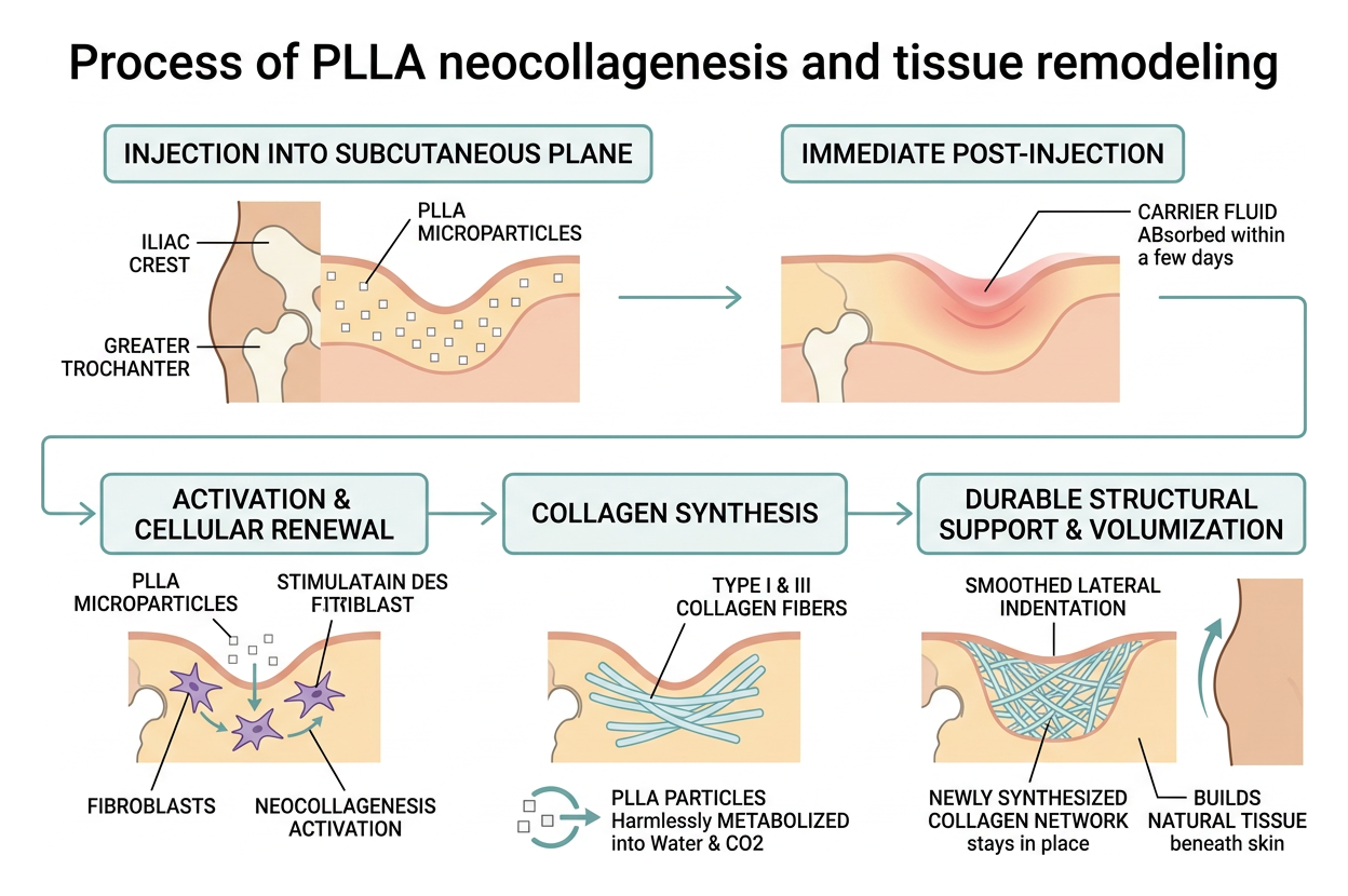 Process of PLLA neocollagenesis and tissue remodeling