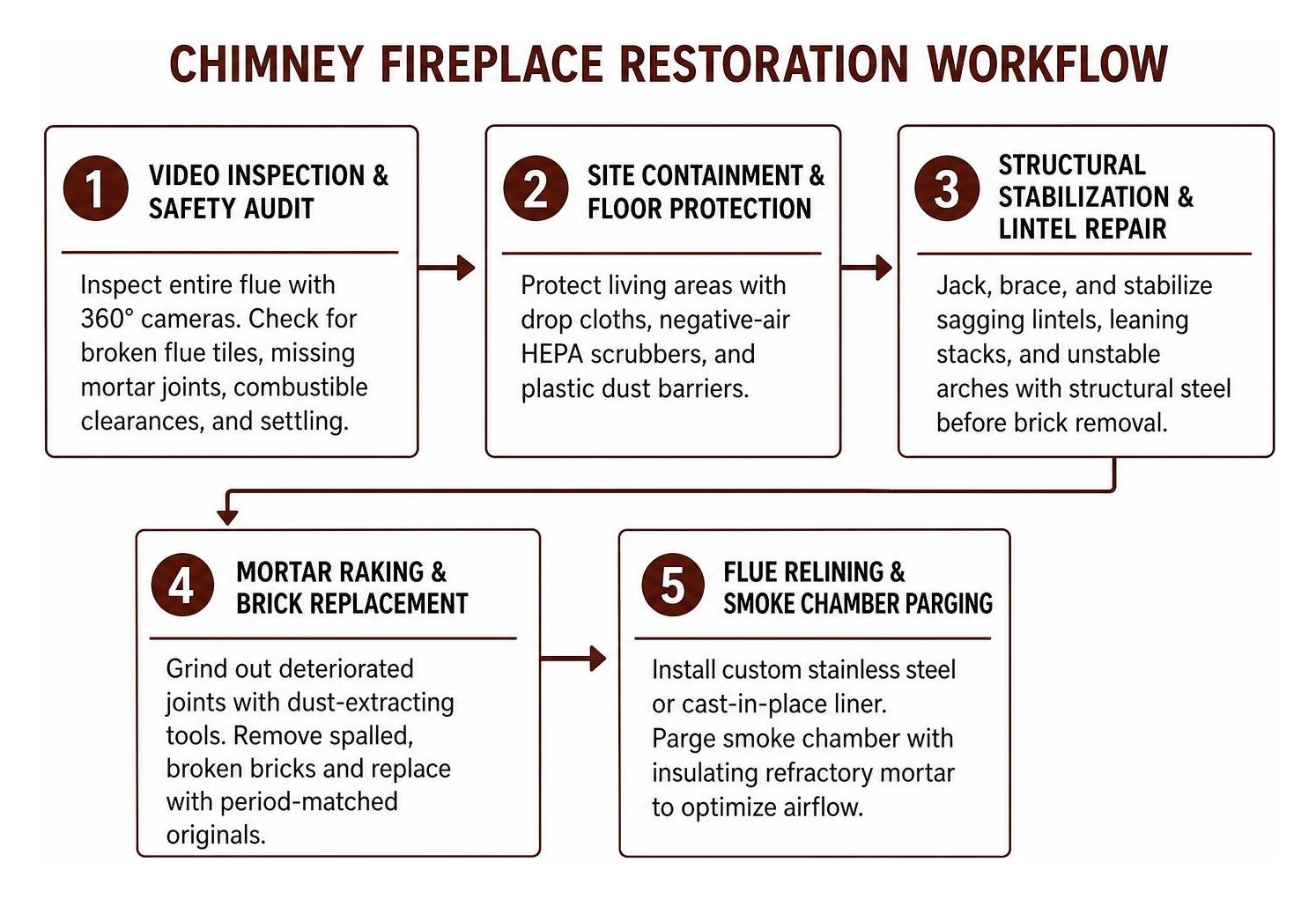 Chimney fireplace restoration workflow