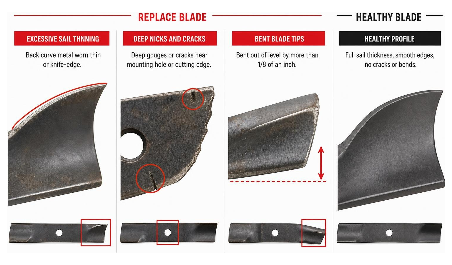 blade inspection replacement indicators versus healthy profile