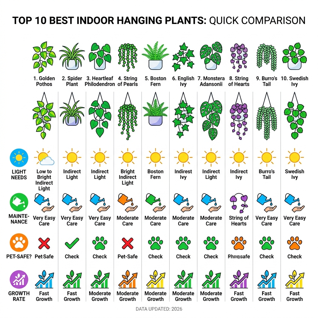 Top 10 best indoor hanging plants comparison: light, care, pet safety, and growth rate - best indoor hanging plants Top 10 best indoor hanging plants comparison: light, care, pet safety, and growth rate - best indoor hanging plants