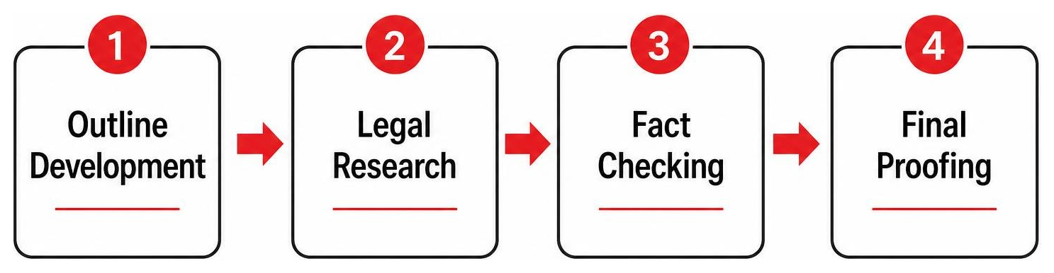 editorial review process flow showing outline development legal research fact checking and final proofing editorial review process flow showing outline development legal research fact checking and final proofing