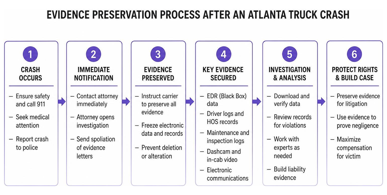 Evidence preservation process after an Atlanta truck crash