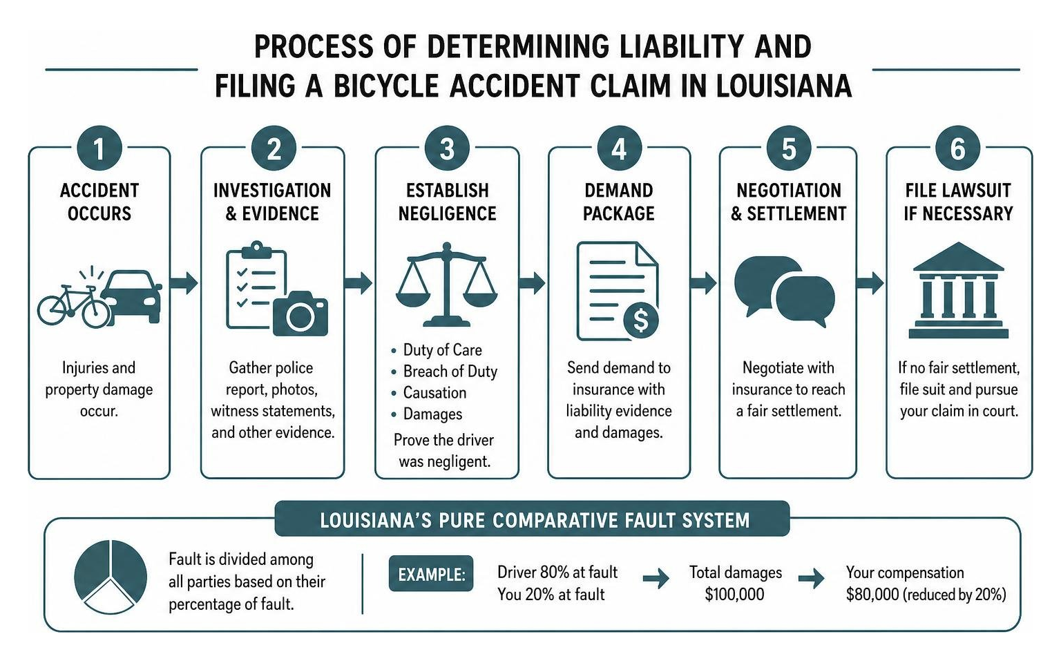 Process of determining liability and filing a bicycle accident claim in Louisiana