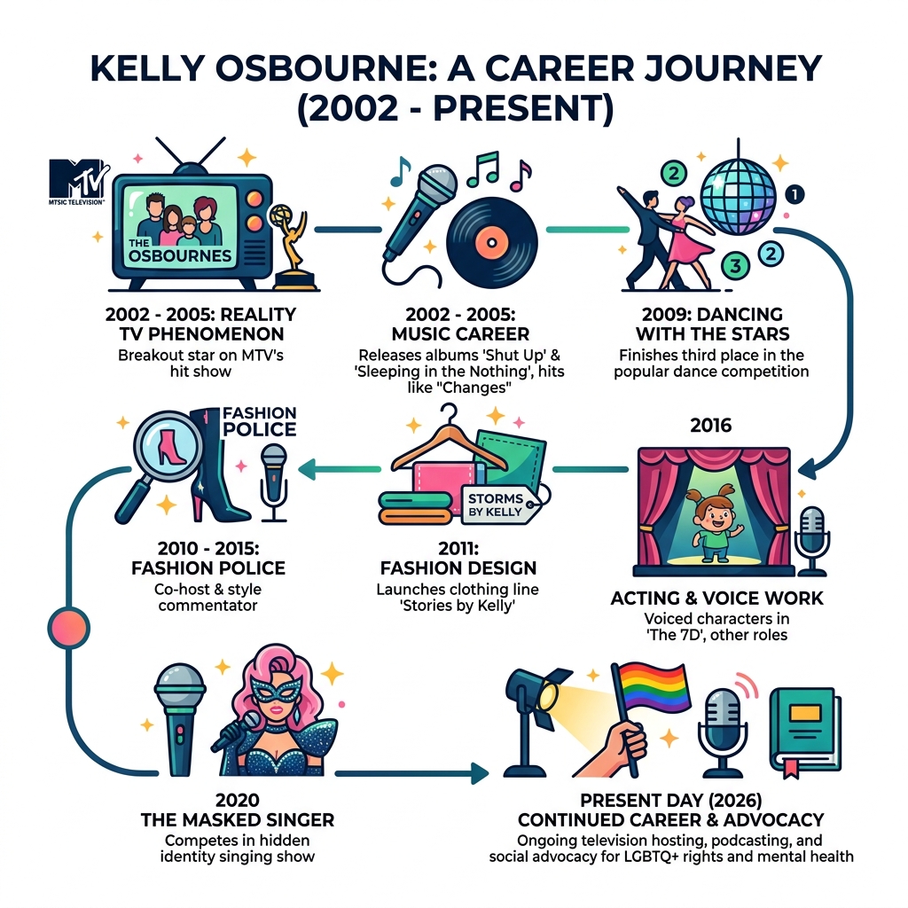 Kelly Osbourne career timeline infographic from 2002 to present day - kelly osbourne infographic Kelly Osbourne career timeline infographic from 2002 to present day - kelly osbourne infographic