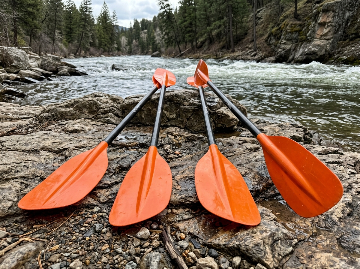 showing the difference between a 0° and 30° paddle feather - offset whitewater paddle blade