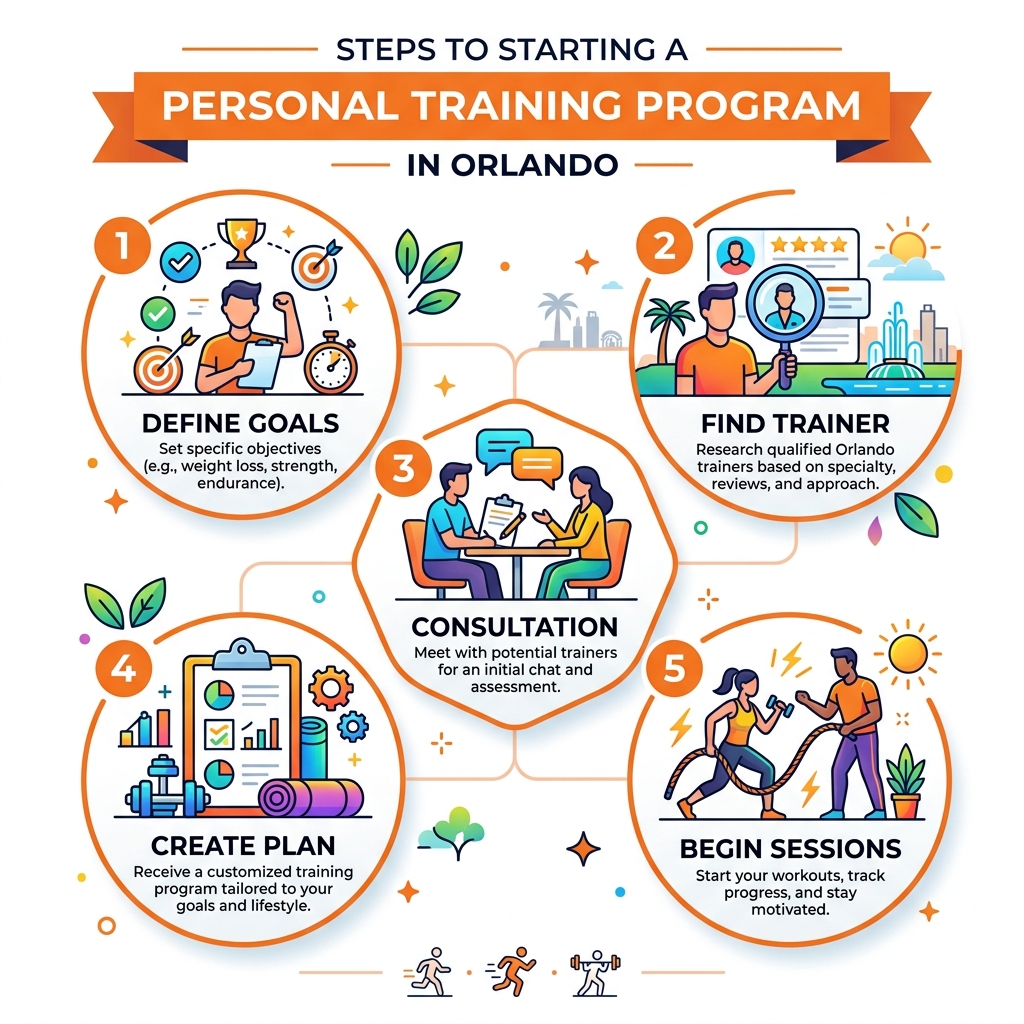 Steps to starting a personal training program in Orlando infographic - Orlando personal training infographic 
