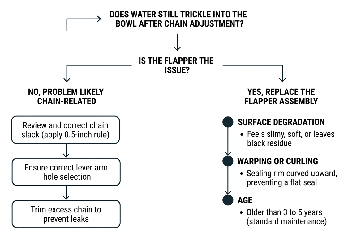 Flapper replacement decision flowchart Flapper replacement decision flowchart